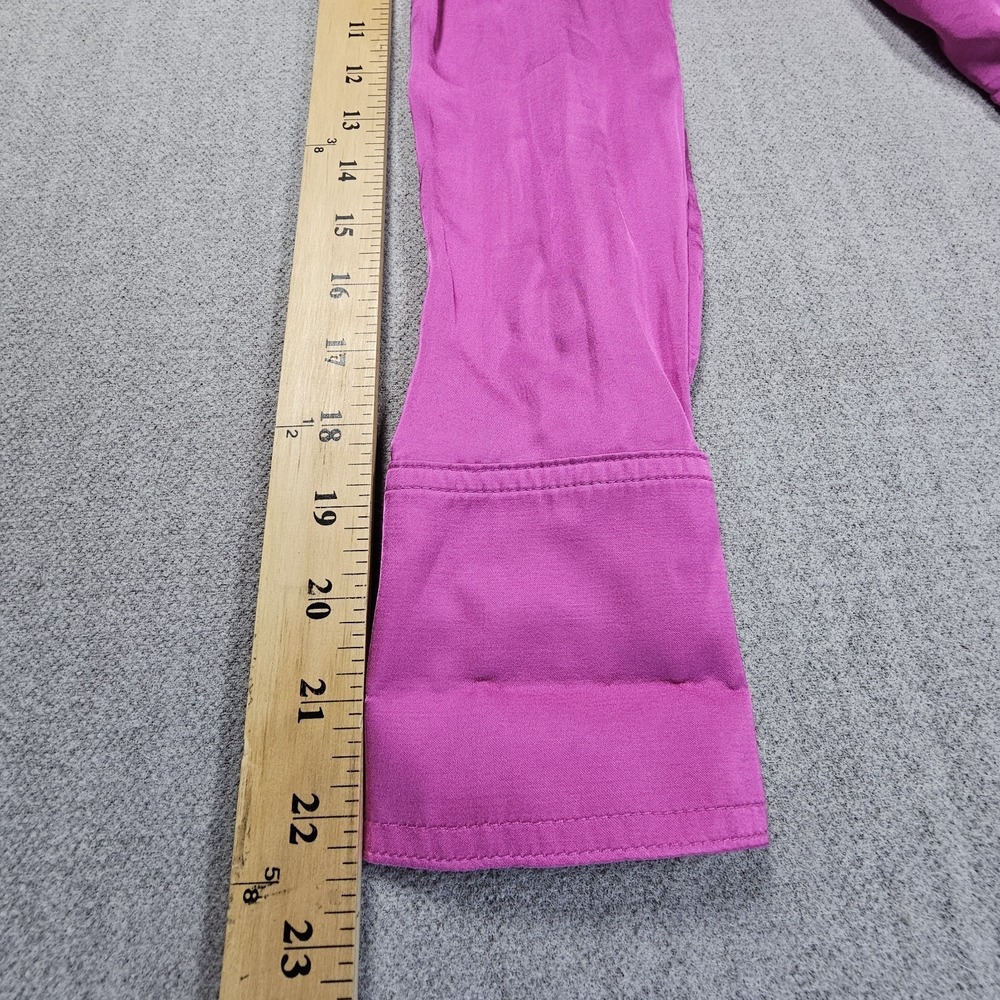 Pilcro Anthropologie Women's Satin Button Down Long Sleeve Pink Shirt Sx XS - Picture 9 of 10